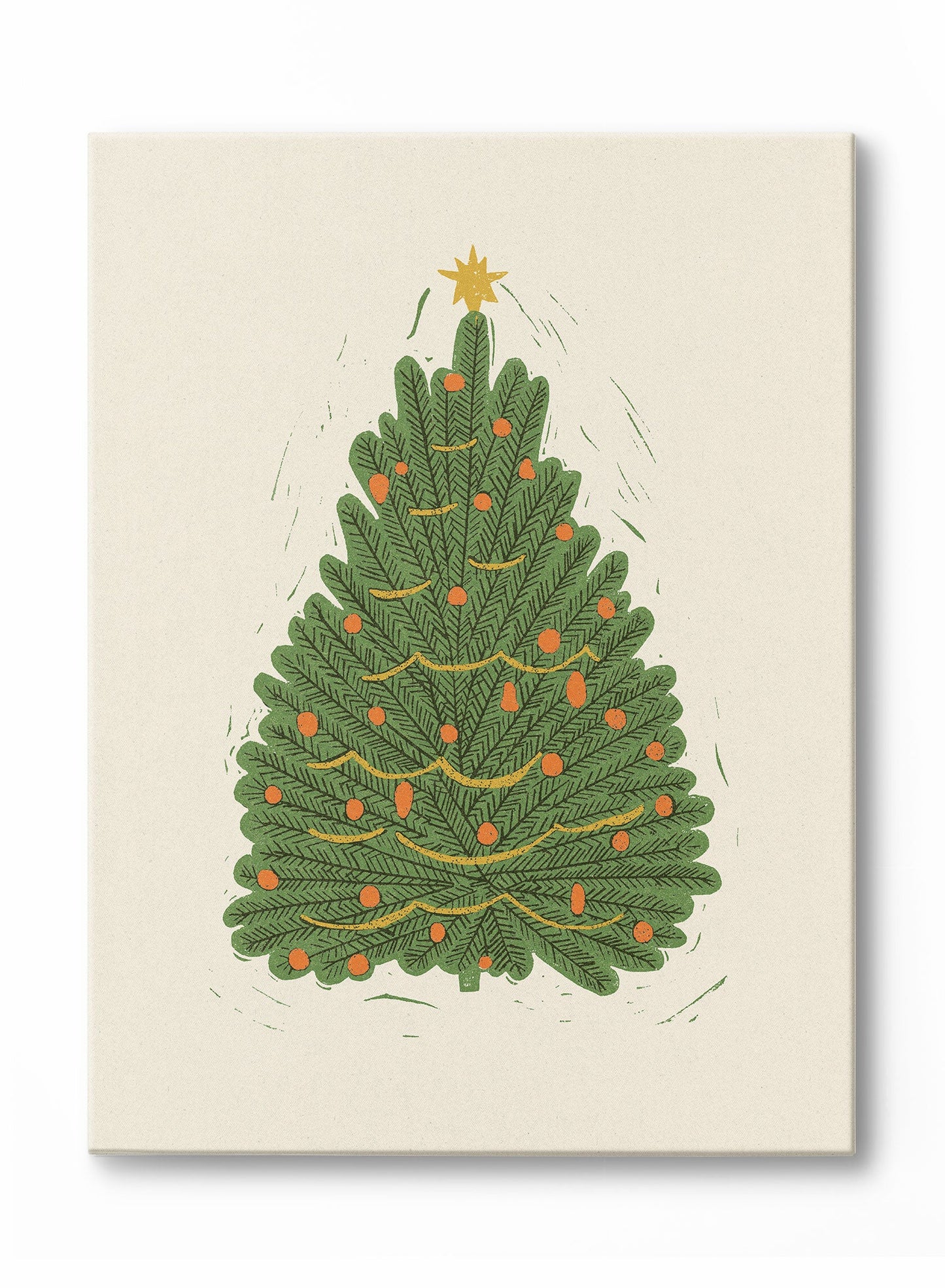 Vintage Holiday Tree Block Print, Poster